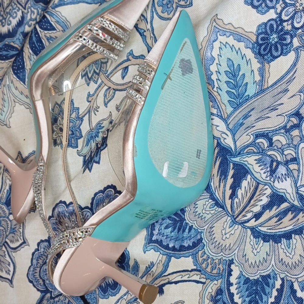 Blue by Betsey Johnson Dora Satin Rhinestone Slingback Dress Pumps SZ 11 New - Picture 14 of 15